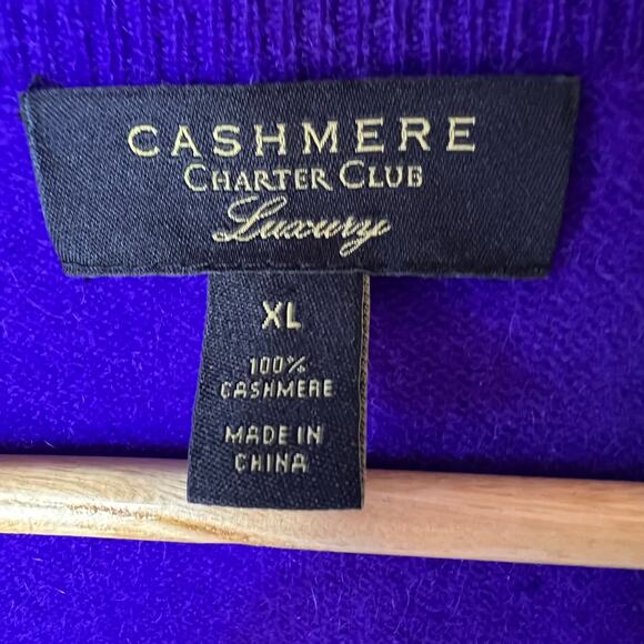 Charter Club Sweater Womens Size XL Bright Purple 100% Cashmere V Neck Luxury - Picture 2 of 15